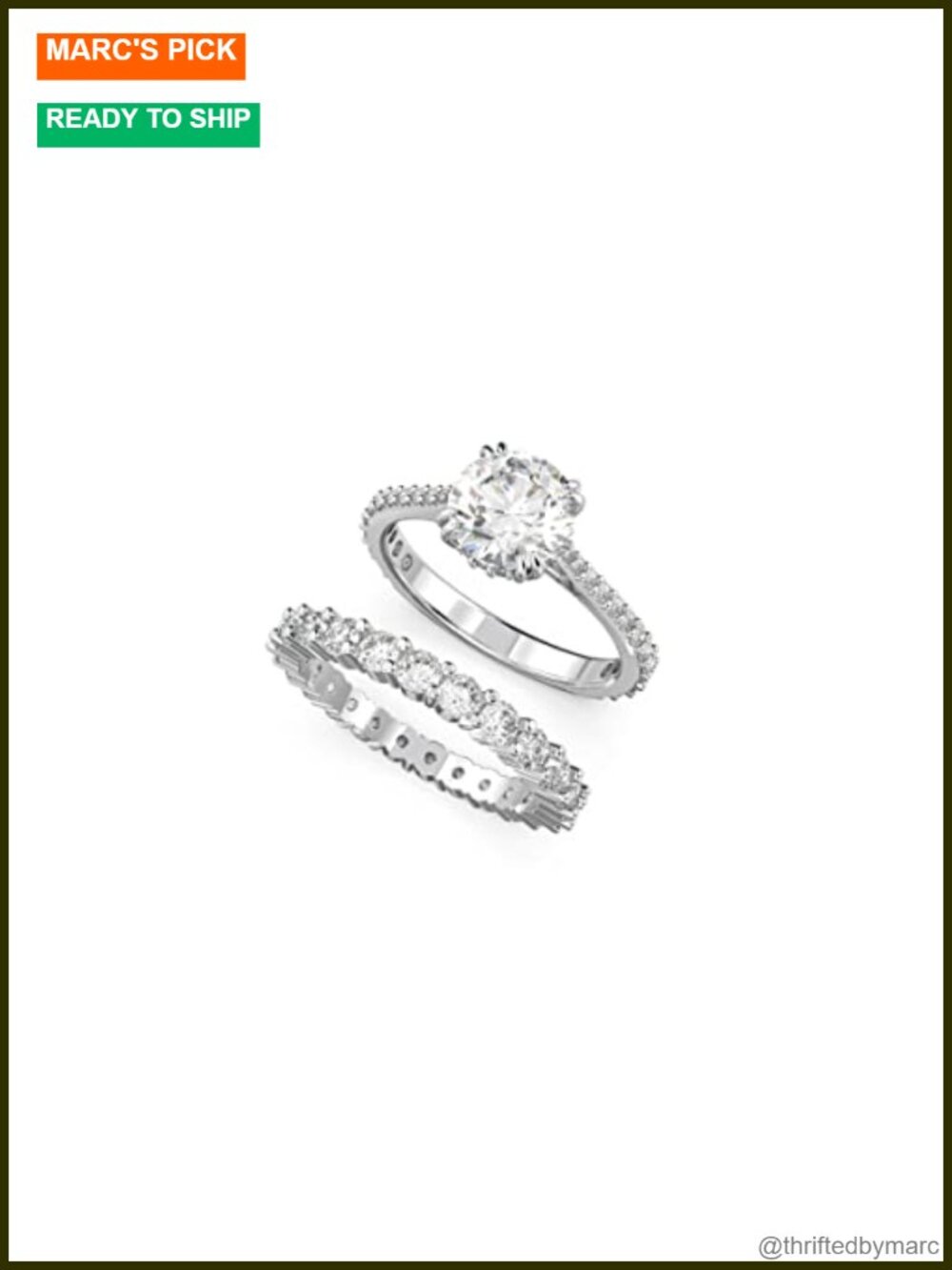 Swarovski Constella Ring Set Clear Crystals Rhodium Plated Statement Rings